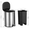 Songmics Rubbish Bin, 5 L Badeværelsesbakke, stålpedalbakke, med indre spand, blødt tæt låg og håndtag til badeværelse, toilet, sølv og sort LTB14NL - Billede 5