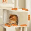 FEANREA PCT141M01 SMÅ KAT Skrabepost med ridserplatforme til Cat Soft Plush 115 cm Fuldt sisal indpakket søjle Beige - Billede 4