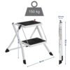 Songmics 2-trins stigen, kraftigt stål, foldning, bærbar med anti-slip mat max. Belastningskapacitet op til 150 kg testet og certificeret af Tüv Rheinland GSL02WT - Billede 7