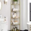 Vasagle Corner Shelf Stand, 5 -lags hjørne boghylde, tempereret glashylder, moderne stil, plantestativ med stålramme til stue, soveværelse, køkken, badeværelse, gylden farve ulgt810a01 - Billede 4
