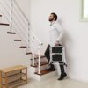 Songmics 2-trins stigen, kraftigt stål, foldning, bærbar med anti-slip mat max. Belastningskapacitet op til 150 kg testet og certificeret af Tüv Rheinland GSL02WT - Billede 5
