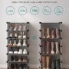 Songmics Interlocking Shoe Rack, rektangulær opbevaringsarrangør, 10 slot modulær DIY -opbevaringshylde, 40 x 30 x 17 cm for hver slot, plastgarderobe med døre, grå LPC010G01 - Billede 3