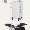 Songmics Cosmetic Case, 4-in-1 Vanity Case, Makeup Case til rejser, sølv - Billede 5