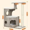 Feandrea PCT070G01 CAT Scratching Post 86 cm Medium størrelse katte ridsende stolpe med 3 liggende områder og hule, kattetræ lavet af MDF med træfiner, sisal bagagerum, vaskbare plyshynder, grå hvid - Billede 7