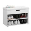 Vasagle LHS20WT Shoe Rack med hængslet låg og polstret sæde, skoarrangør med 2 rum, 60 x 30 x 44 cm, hvidt - Billede 4