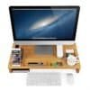Songmics Bambus Monitor Stand Riser, Desktop Organizer til bærbar computer, mobiltelefon, tv, printer LLD201, naturlig, 60 x 30,2 x 8,5 cm - Billede 3
