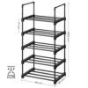 Songmics 5-lags sko rack, sæt med 2 metalskoopbevaringsarrangør, stable opbevaringsstativ, rumbesparende, fritstående hylde, til gangen, soveværelse, stue, sort LSA055B02 - Billede 6