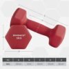 Songmics sæt med 2 håndvægte, 2 x 3 kg ikke-skridsikre neopren håndvægte med mat finish, hjemme træning, fitnessøvelse, rød syl66rd - Billede 2
