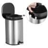 Songmics Rubbish Bin, 5 L Badeværelsesbakke, stålpedalbakke, med indre spand, blødt tæt låg og håndtag til badeværelse, toilet, sølv og sort LTB14NL - Billede 3