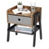 Vasagle -sengeplads, side, sofabord, hylde med aftagelig stofskuffe, meshbakke, metalramme, til stue, soveværelse, vintage Let64x, spånplade, jern, 46 x 35 x 52,5 cm (L X B X H) - Billede 6