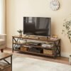 Vasagle TV Stand, TV-konsol til op til 65-tommer TV'er, opbevarings hylder, rustik brun og sort - Billede 3