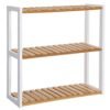 Songmics bambus badeværelseshylde, 3-lags justerbare planter rack, vægmonteret eller stå, i stuen, balkon, køkken, naturlig og hvid BCB13WN