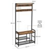 Vasagle Coat Rack, Hall Tree med 8 kroge, skobænk, opbevaringshylder, rustik brun og sort - Billede 6