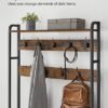 Vasagle HSR405B01 Coat Stand med skodabinet, frakkeholder med bænk, tøjstativ, skoskab, 9 kroge, øverste hylde, til gangen, soveværelse, industriel design, vintage brun/sort - Billede 5