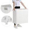 Songmics håndvævet vaskeri, 110L Synthetic Rattan Opdelt tøj Hamper med låg og håndtag, sammenfoldelig, aftagelig foringspose, hvid LCB52WT - Billede 7