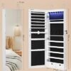 Songmics rammeløse spejlede smykkeskab Armoire, 6 LEDS -smykkearrangør væg hængende eller dørmonteret, stor kapacitet med 2 skuffer, hvid JJC99WT - Billede 6