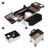Songmics Professional Makeup-sag, 3-i-1 rejsende skønhedsvogn, stor kosmetisk vogn, sølv - Billede 4