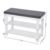 Songmics bambussko bænk, 2-lags skostativ, stabil skoarrangør til indgang, stue, bænk sæde holder op til 150 kg, 71 x 29 x 49 cm, hvid og grå LBS604W01 - Billede 4
