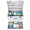 Songmics First Aid Case Medicine Storage Pill Box Drug Medicine med bærehåndtag Bærestrop Aluminiumsstænger Abs Silvery JBC362S - Billede 3