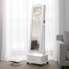 Songmics JBC61W smykkeskab med hjul og LED -belysning, låsbar, hvid - Billede 3