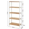 Songmics 5-lags badeværelses opbevaringshylder, bambus køkkenhylde, 60 x 26 x 130 cm, hvid - Billede 5