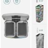 Songmics dobbelt skraldespand, 2 x 20 l køkkenbakke, dobbelt rummetalstetrin, med plastiske indre spande, blød-tæt låg og håndtag, lugtforsegling, sølv LTB40NL - Billede 3
