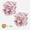 Songmics Christmas Ornament Storage Box, Storage Cube Bin til julepynt, 128 Box Places, Modular Divere, 67 X 34 x 34 cm, semi-gennemsigtig og rød RFB029T01 - Billede 4
