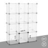 Songmics 12-kub opbevaringsarrangør, plastskabet med dør, skostativ, skab, til tøj, sko, legetøj, bøger, let at samle, 93 x 31 x 123 cm, hvid LPC342W01 - Billede 4