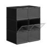 Songmics Shoe Box, Stackable Shoe Organizer, plastskoopbevaring med klar dør, let at samle, sæt på 6, 28 x 36 x 22 cm, størrelser op til Storbritannien 11, sort LSP06BK