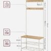 Vasagle Coat Rack, frakke står med skoopbevaringsbænk, halltræ med sko rack, eg farve og hvid - Billede 5