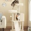 FEANREA PCT141M01 SMÅ KAT Skrabepost med ridserplatforme til Cat Soft Plush 115 cm Fuldt sisal indpakket søjle Beige - Billede 2