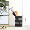 Songmics Metal Paraply Stand, Rectangular Paraply Holder Rack, med aftagelig drypbakke, gitterudskæringer, sort uluc02bk - Billede 3