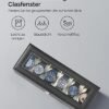 Songmics Watch Box med 6 slots, urkasse med glaslåg, sort syntetisk læder, grøngrå foring - Billede 5