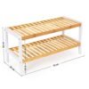 Songmics 2-lags bambussko rack, opbevaringshylde, 70 x 26 x 33 cm - Billede 4