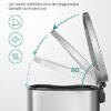 Songmics Kitchen Pedal Bin, 50L Rubbish Waste Bin, med plastisk indre spand, hængslet låg, blød lukning, lugtbevis og hygiejnisk, sølv LTB050E01 - Billede 4
