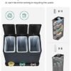 Songmics Recycling Bin, 3-in-1 Pedal Bin, 24-Liter Metal Rubbish Bin, stål, grå - Billede 3