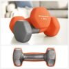 Songmics sæt med 2 håndvægte, 2 x 1,5 skridsikre neopren håndvægte med mat finish, hjemme træning, fitnessøvelse, orange syl63og - Billede 4