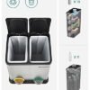 Affaldsspand, 30 Liters Affaldssorteringssystem, 2 X 15l Spande, med Indvendige Kurve, Farvekodede Pedaler, til Køkken, Stue, Sølv og Sort - Billede 4