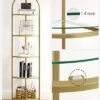 Vasagle Corner Shelf Stand, 5 -lags hjørne boghylde, tempereret glashylder, moderne stil, plantestativ med stålramme til stue, soveværelse, køkken, badeværelse, gylden farve ulgt810a01 - Billede 7