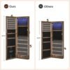 Songmics Jewellery Cabinet Armoire, låsbar vægmonteret opbevaringsarrangørenhed til halskædeørering, med spejl og forskellige rum, rustik brun JJC93CB - Billede 7