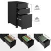 Mobile File Cabinet, Office Cabinet med hjul og lås, til A4, sort - Billede 5