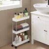 Songmics 3-lags opbevaringsvogn, køkkenvogn på hjul, smal trolley til køkken badeværelse kontor eller små rum, 42 x 13,5 x 61 cm, hvid KSC007W01 - Billede 2
