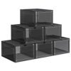 Songmics -skobokse, plastskoopbevaringsarrangører med klare døre, sæt af 6, stable, let samling, 27 x 34,5 x 19 cm, op til britisk størrelse 10, sort LSP032B06