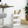 Songmics metal paraplyholder, paraplystand, 28 x 12 x 41 cm, rektangulært med vandbakke, åbent design, hvid Luc02WT - Billede 4