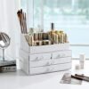 Songmics Cosmetics Organizer, makeup storage holder med 4 skuffer og 16 rum, hvid - Billede 3