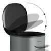 Songmics Rubbish Bin, 5 L Badeværelsesbakke, stålpedalbakke, med indre spand, blødt tæt låg og håndtag til badeværelse, toilet, grå og sort LTB14GS - Billede 4
