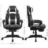 Songmics Racing Gaming Stol, Justerbar kontorstol med fodstøtte, ergonomisk design, vippemekanisme, nakkestøtte, lumbale support, 150 kg vægtkapacitet, sort og hvid OBG73BW - Billede 5