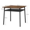 Vasagle spisebord til 2 personer, firkantet køkkenbord, hjemmearbejde, 80 x 80 x 78 cm, med opbevaringsrum, til stue, kontor, industriel, rustik brun og sort KDT008B01 - Billede 6