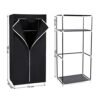 Stofgarderobe, Foldegarderobe med Hængestang, Simpelt Tøjstativ, Opbevaringsenhed til Tasker, Legetøj, Sko, Stue, Soveværelse, Garderobe, 75 X 45 X 160 Cm, Sort Bagside83h - Billede 5