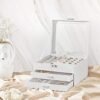 Songmics smykkerboks, 3-lags fløjls smykkedisplay og arrangør med klart glaslåg, forskellige rum til halskæder, armbånd, ringe, lås og nøgle, hvid JBC158W01 - Billede 3